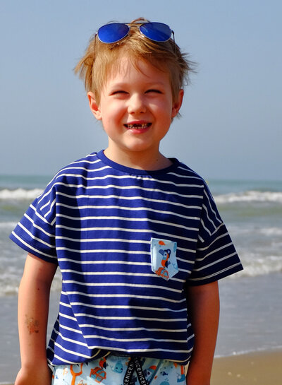 Swafing blauw summer stripe Tee - tricot