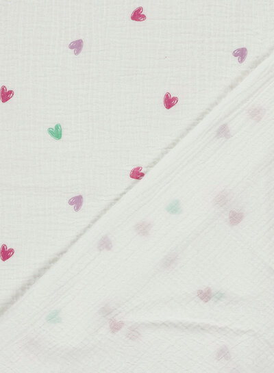colored hearts - tetra / double gauze