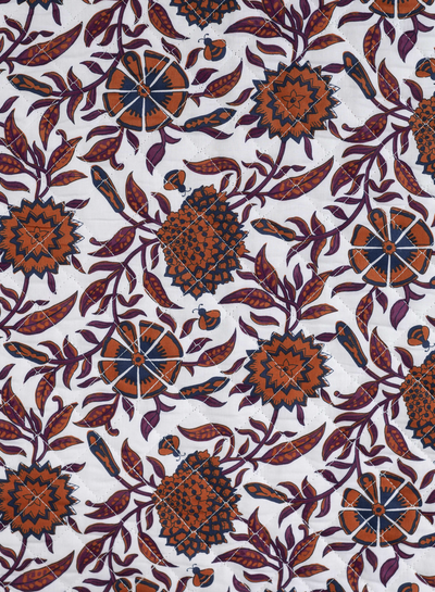 flowers stripe cognac - quilted cotton - double face stepper