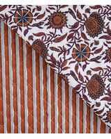flowers stripe cognac - gewatteerde katoen - double face stepper