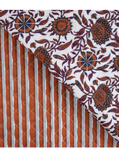 flowers stripe cognac - gewatteerde katoen - double face stepper