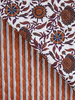 flowers stripe cognac - gewatteerde katoen - double face stepper
