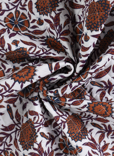 flowers stripe cognac - gewatteerde katoen - double face stepper