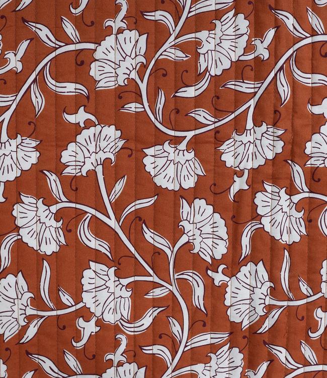 ethnic flowers cognac - gewatteerde katoen - double face stepper