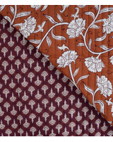 ethnic flowers cognac - gewatteerde katoen - double face stepper