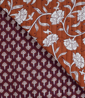 ethnic flowers cognac - quilted cotton - double face stepper