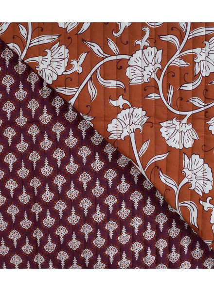 ethnic flowers cognac - quilted cotton - double face stepper