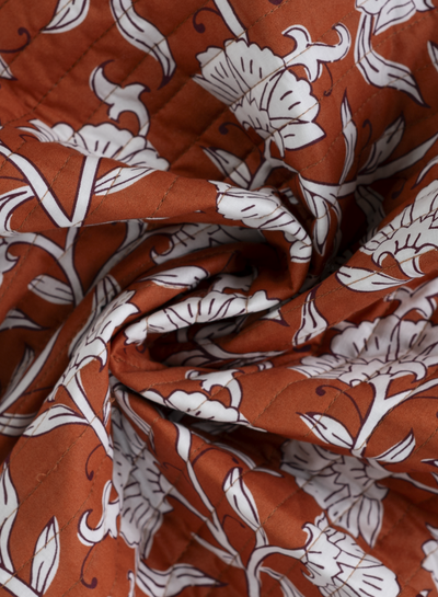 ethnic flowers cognac - gewatteerde katoen - double face stepper
