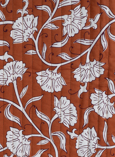 ethnic flowers cognac - gewatteerde katoen - double face stepper