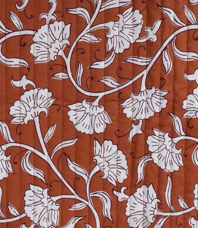 ethnic flowers cognac - gewatteerde katoen - double face stepper