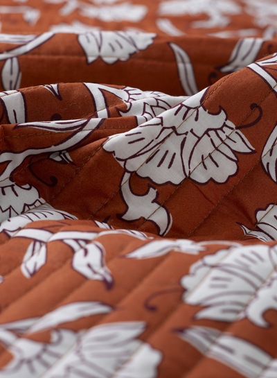 ethnic flowers cognac - gewatteerde katoen - double face stepper