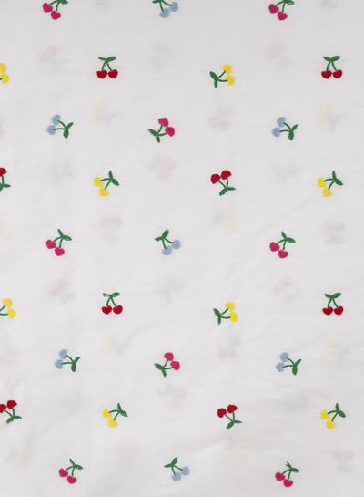 geborduurde kleurrijke kersen - embroidery katoen