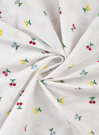geborduurde kleurrijke kersen - embroidery katoen
