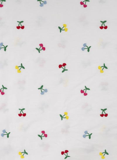 geborduurde kleurrijke kersen - embroidery katoen