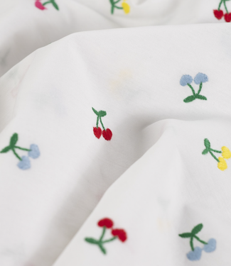 embroidered colorful cherries - embroidery cotton