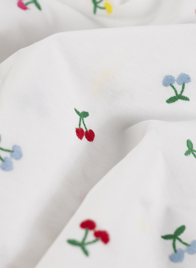 embroidered colorful cherries - embroidery cotton