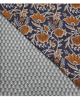 ethnic flowers blue - gewatteerde katoen - double face stepper