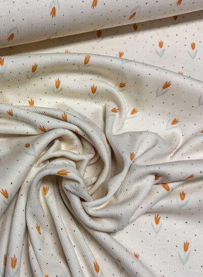 Swafing orange tulips - ribbed jersey