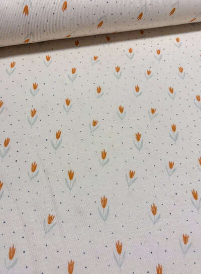 Swafing oranje tulpen - geribbelde tricot