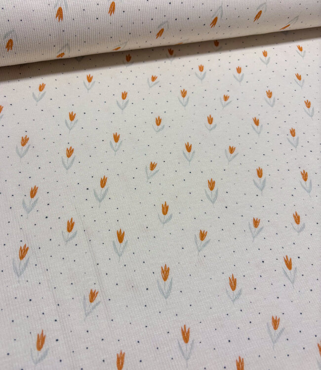 Swafing oranje tulpen - geribbelde tricot