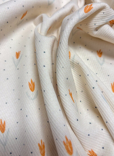 Swafing oranje tulpen - geribbelde tricot