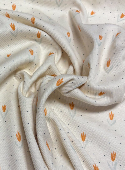 Swafing orange tulips - ribbed jersey