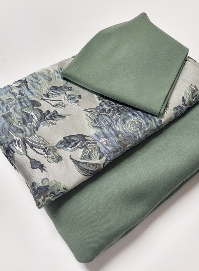 Madeline liricio met lurex mint en blauw- geweven jacquard