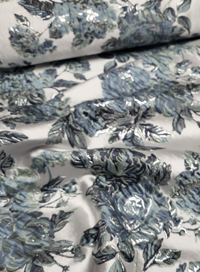 Madeline liricio with lurex mint and blue-woven jacquard