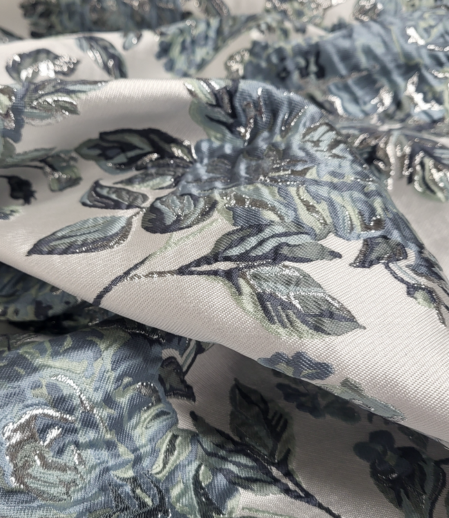 liricio met lurex mint en blauw- geweven jacquard