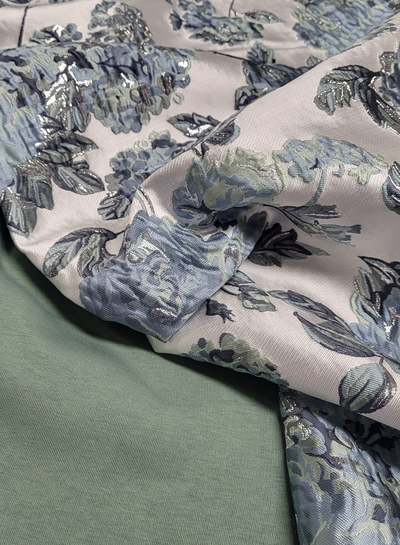 Madeline liricio met lurex mint en blauw- geweven jacquard
