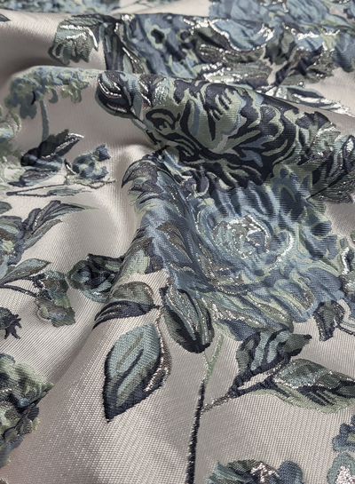 Madeline liricio with lurex mint and blue-woven jacquard