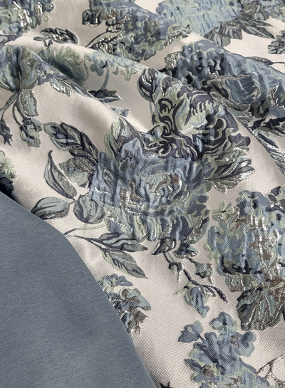 Madeline liricio with lurex mint and blue-woven jacquard