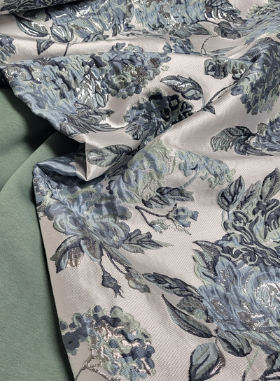 Madeline liricio with lurex mint and blue-woven jacquard