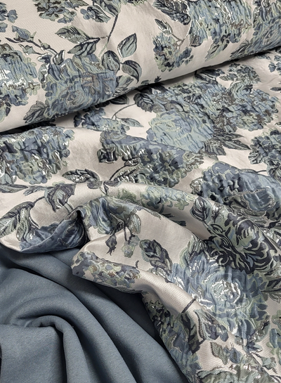 Madeline liricio with lurex mint and blue-woven jacquard