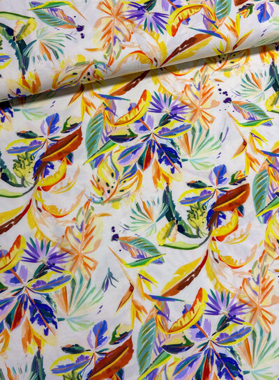 Madeline soft yellow painted print - viscose twill