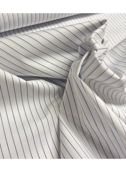Madeline pine stripe 2 - wit met donkerblauwe strepen - hemdenkatoen