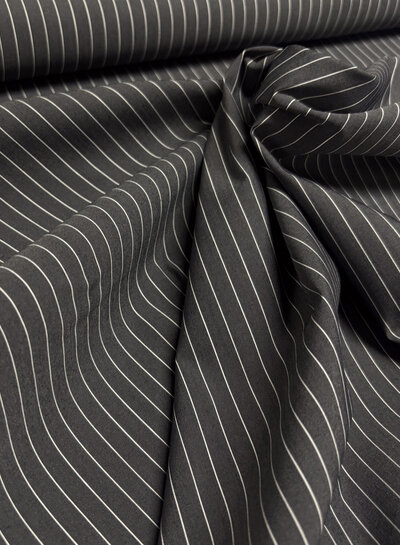 Madeline pine stripe 2 - antraciet met witte strepen - hemdenkatoen