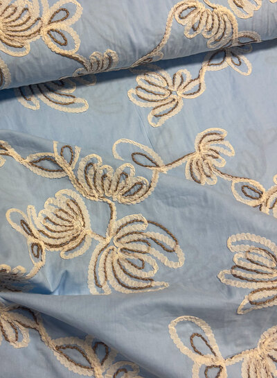 embroidery light blue loom and light - cotton