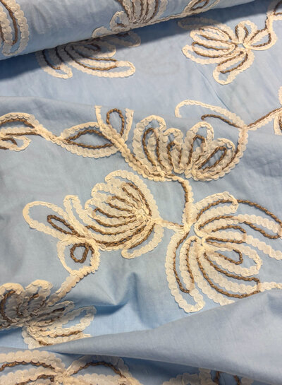 embroidery light blue loom and light - cotton