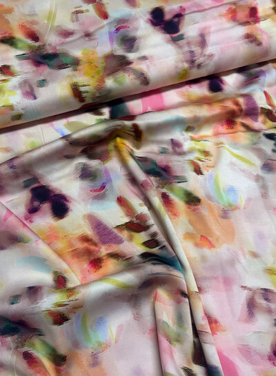 Madeline pink blurred blossom - viscose with silk touch