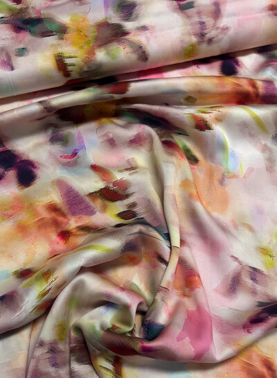 Madeline pink blurred blossom - viscose with silk touch