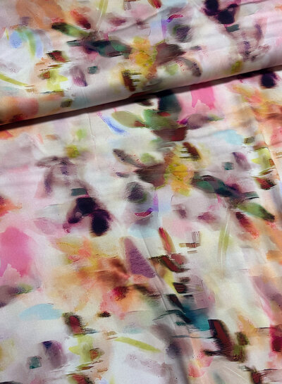 Madeline pink blurred blossom - viscose with silk touch