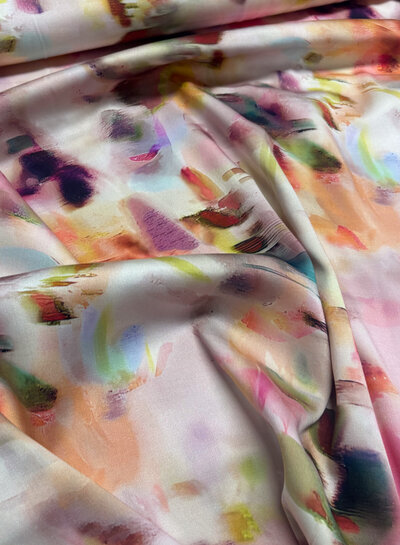 Madeline roze blurred blossom - viscose met zijde touch