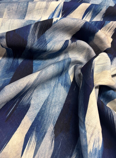 Swafing adria blauw - linnen katoen mix