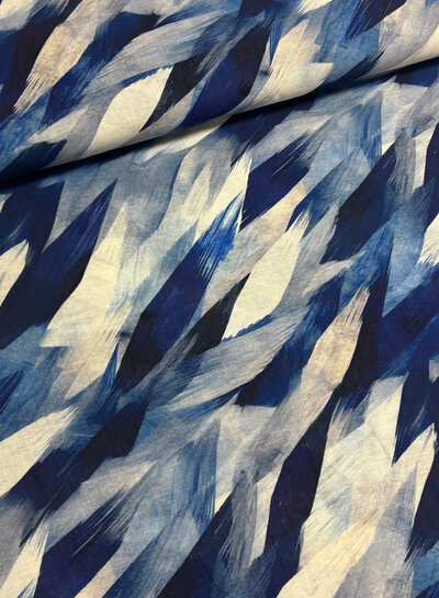 Swafing adria blauw - linnen katoen mix