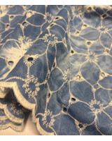 Swafing blauw broderie tie dye - geschulpte rand - katoen