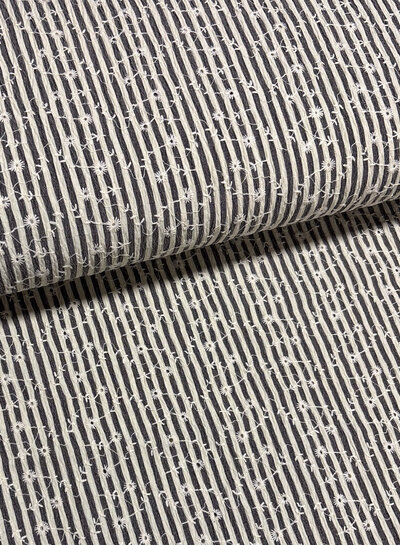 dark grey stripes and floral embroidery - viscose mix