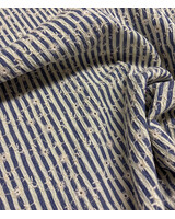 marine streepjes en bloemetjes broderie - viscose mix