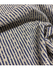 Navy stripes and floral embroidery - viscose mix