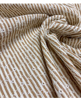 taupe streepjes en bloemetjes broderie - viscose mix